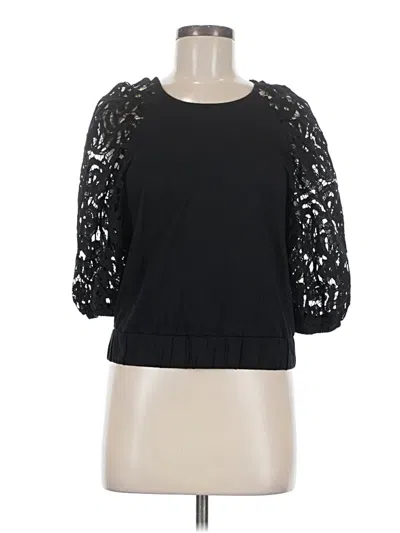 Pre-owned Left Coast By Dolan 3/4 Sleeve Top Black Boatneck Tops