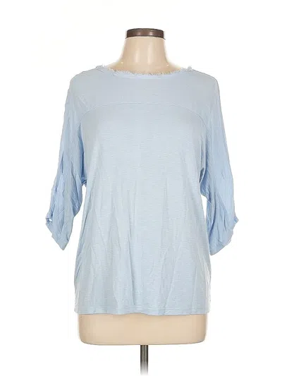 Pre-owned Left Coast By Dolan 3/4 Sleeve Top Blue Boatneck Tops