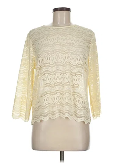 Pre-owned Left Coast By Dolan 3/4 Sleeve Top Ivory Boatneck Tops