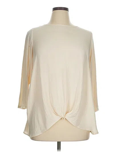 Pre-owned Left Coast By Dolan 3/4 Sleeve Top Ivory Cowl Neck Tops