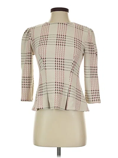 Pre-owned Left Coast By Dolan 3/4 Sleeve Top Tan Square Neckline Tops