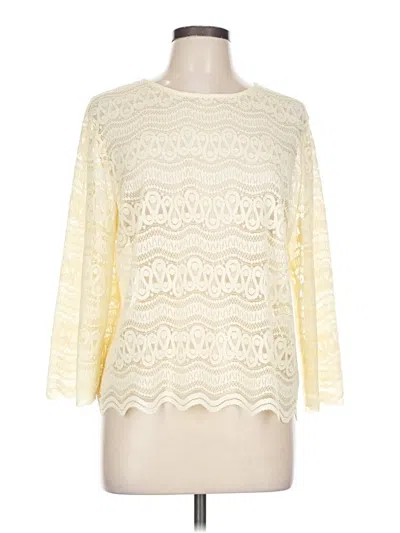 Pre-owned Left Coast By Dolan 3/4 Sleeve Top Yellow Boatneck Tops