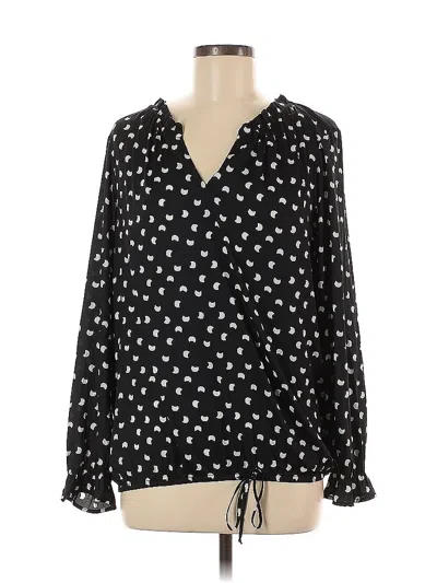 Pre-owned Left Coast By Dolan Long Sleeve Blouse In Black