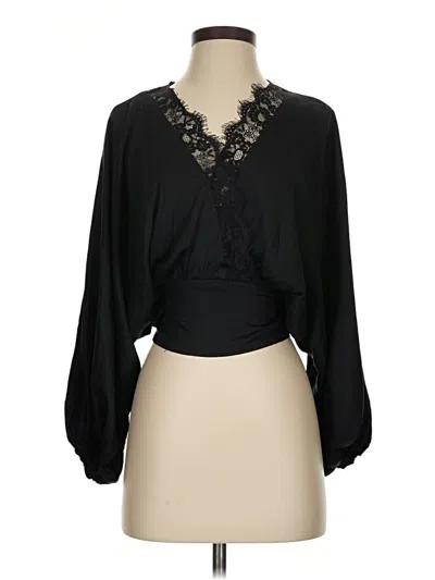 Pre-owned Left Coast By Dolan Long Sleeve Blouse In Black