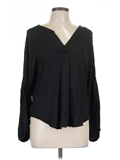 Pre-owned Left Coast By Dolan Long Sleeve Blouse In Black
