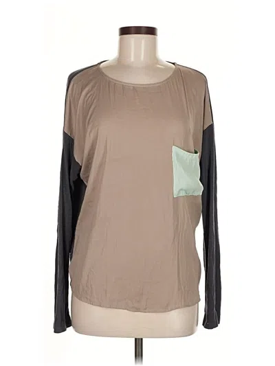 Pre-owned Left Coast By Dolan Long Sleeve Blouse In Brown