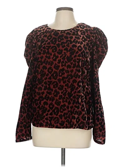 Pre-owned Left Coast By Dolan Long Sleeve Blouse In Brown