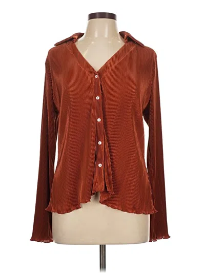 Pre-owned Left Coast By Dolan Long Sleeve Blouse In Brown