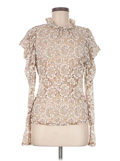 Pre-owned Left Coast By Dolan Long Sleeve Blouse In Brown