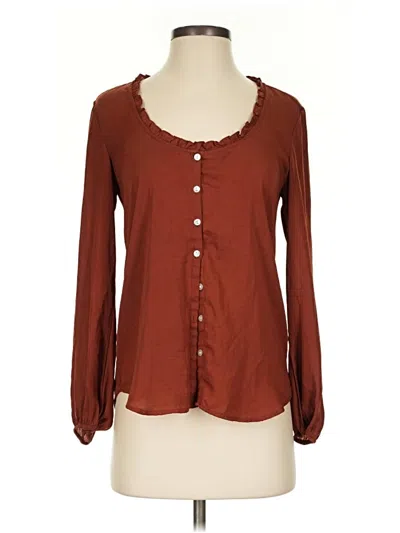 Pre-owned Left Coast By Dolan Long Sleeve Blouse In Brown