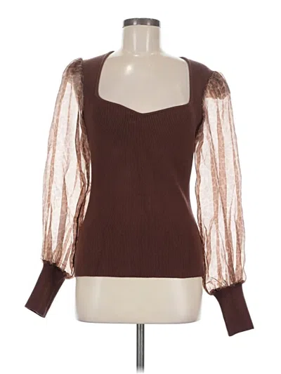 Pre-owned Left Coast By Dolan Long Sleeve Blouse In Brown
