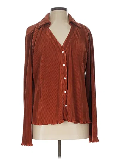 Pre-owned Left Coast By Dolan Long Sleeve Blouse In Brown