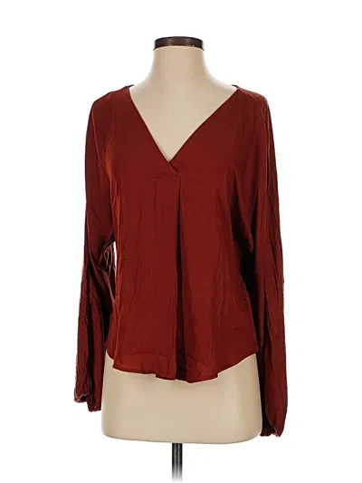 Pre-owned Left Coast By Dolan Long Sleeve Blouse In Burgundy