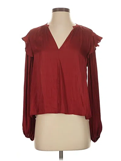 Pre-owned Left Coast By Dolan Long Sleeve Blouse In Burgundy