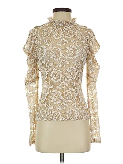 Pre-owned Left Coast By Dolan Long Sleeve Blouse In Gold