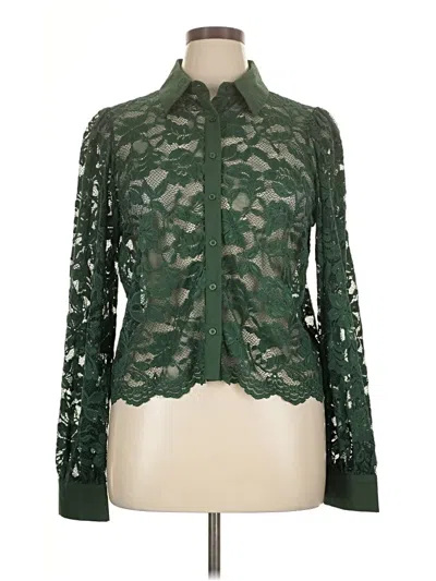 Pre-owned Left Coast By Dolan Long Sleeve Blouse In Green