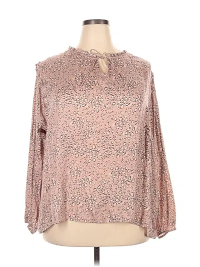 Pre-owned Left Coast By Dolan Long Sleeve Blouse In Pink
