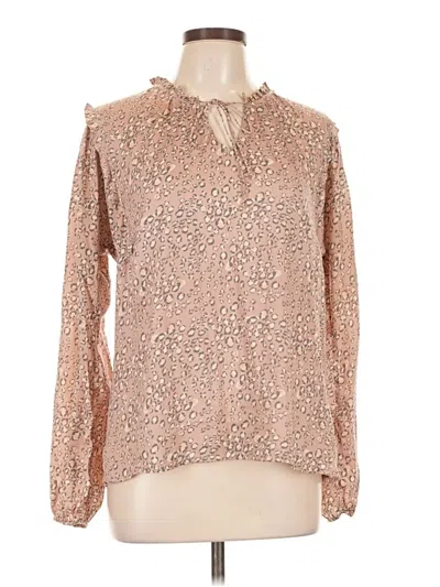 Pre-owned Left Coast By Dolan Long Sleeve Blouse In Pink