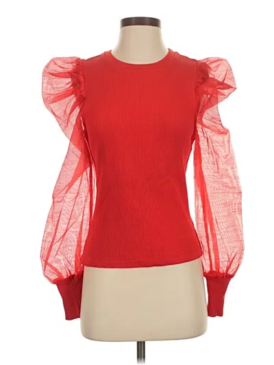 Pre-owned Left Coast By Dolan Long Sleeve Blouse In Red