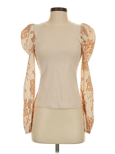 Pre-owned Left Coast By Dolan Long Sleeve Blouse In Tan