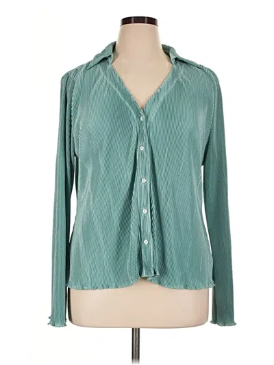 Pre-owned Left Coast By Dolan Long Sleeve Blouse In Teal