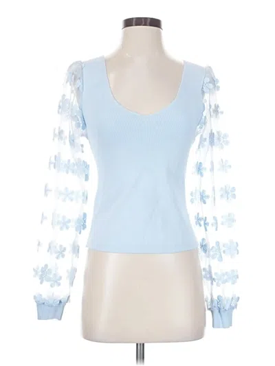 Pre-owned Left Coast By Dolan Long Sleeve Top Blue Sweetheart Neckline Tops