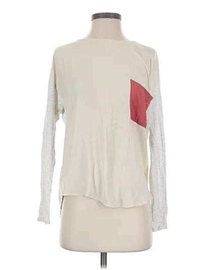 Pre-owned Left Coast By Dolan Long Sleeve Top Ivory Mock Neckline Tops