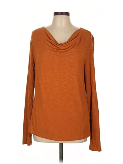 Pre-owned Left Coast By Dolan Long Sleeve Top Orange Cowl Neck Tops