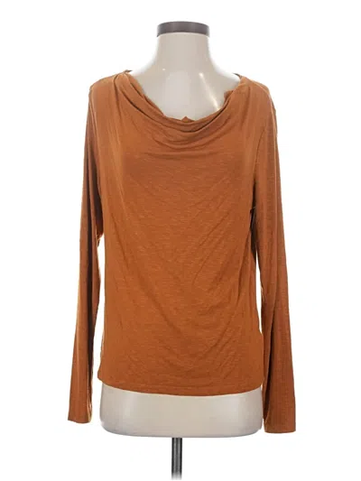 Pre-owned Left Coast By Dolan Long Sleeve Top Orange Cowl Neck Tops