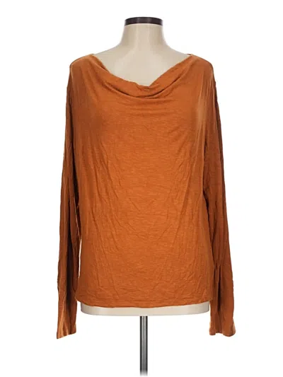 Pre-owned Left Coast By Dolan Long Sleeve Top Orange Cowl Neck Tops