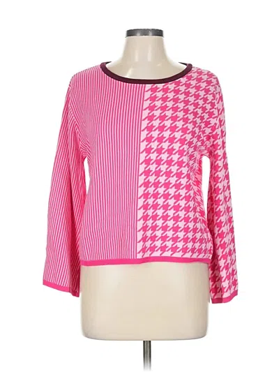 Pre-owned Left Coast By Dolan Long Sleeve Top Pink Square Neckline Tops