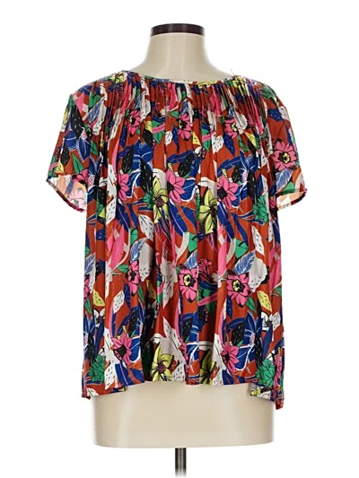 Pre-owned Left Coast By Dolan Short Sleeve Blouse In Black