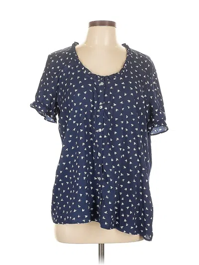 Pre-owned Left Coast By Dolan Short Sleeve Blouse In Blue