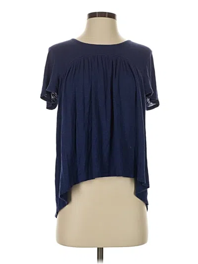 Pre-owned Left Coast By Dolan Short Sleeve Blouse In Blue