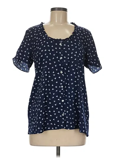 Pre-owned Left Coast By Dolan Short Sleeve Blouse In Blue
