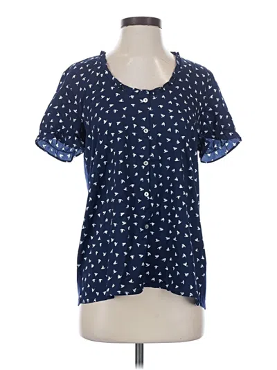 Pre-owned Left Coast By Dolan Short Sleeve Blouse In Blue