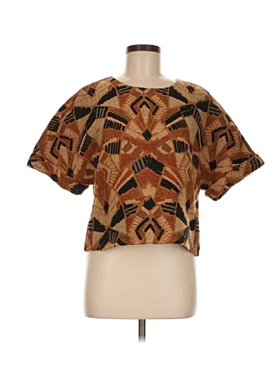 Pre-owned Left Coast By Dolan Short Sleeve Blouse In Brown