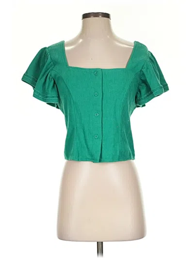 Pre-owned Left Coast By Dolan Short Sleeve Blouse In Green