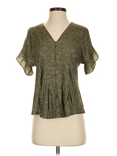 Pre-owned Left Coast By Dolan Short Sleeve Blouse In Green