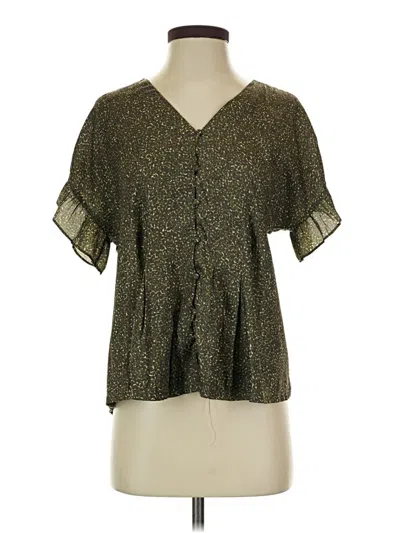 Pre-owned Left Coast By Dolan Short Sleeve Blouse In Green