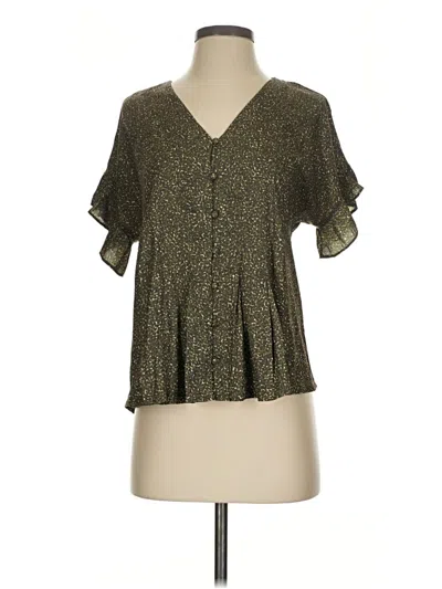 Pre-owned Left Coast By Dolan Short Sleeve Blouse In Green