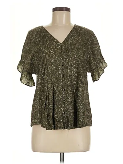 Pre-owned Left Coast By Dolan Short Sleeve Blouse In Green