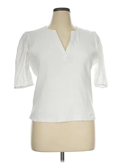 Pre-owned Left Coast By Dolan Short Sleeve Blouse In Ivory