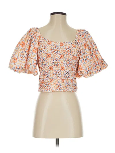 Pre-owned Left Coast By Dolan Short Sleeve Blouse In Orange