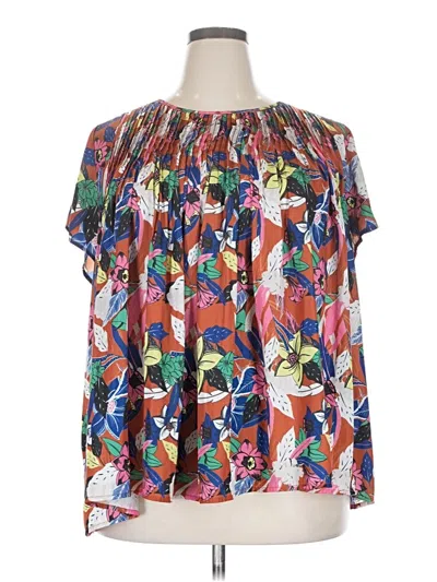 Pre-owned Left Coast By Dolan Short Sleeve Blouse In Orange