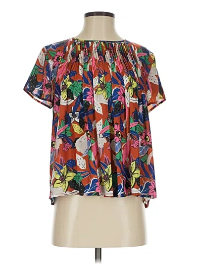 Pre-owned Left Coast By Dolan Short Sleeve Blouse In Red