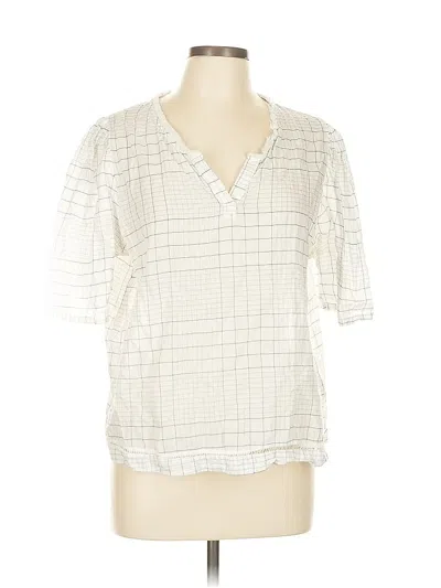Pre-owned Left Coast By Dolan Short Sleeve Blouse In White