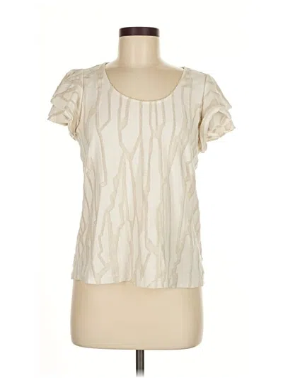 Pre-owned Left Coast By Dolan Short Sleeve Blouse In White