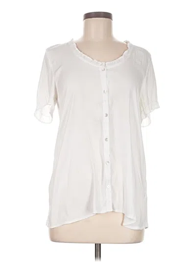 Pre-owned Left Coast By Dolan Short Sleeve Blouse In White