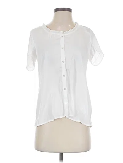 Pre-owned Left Coast By Dolan Short Sleeve Blouse In White
